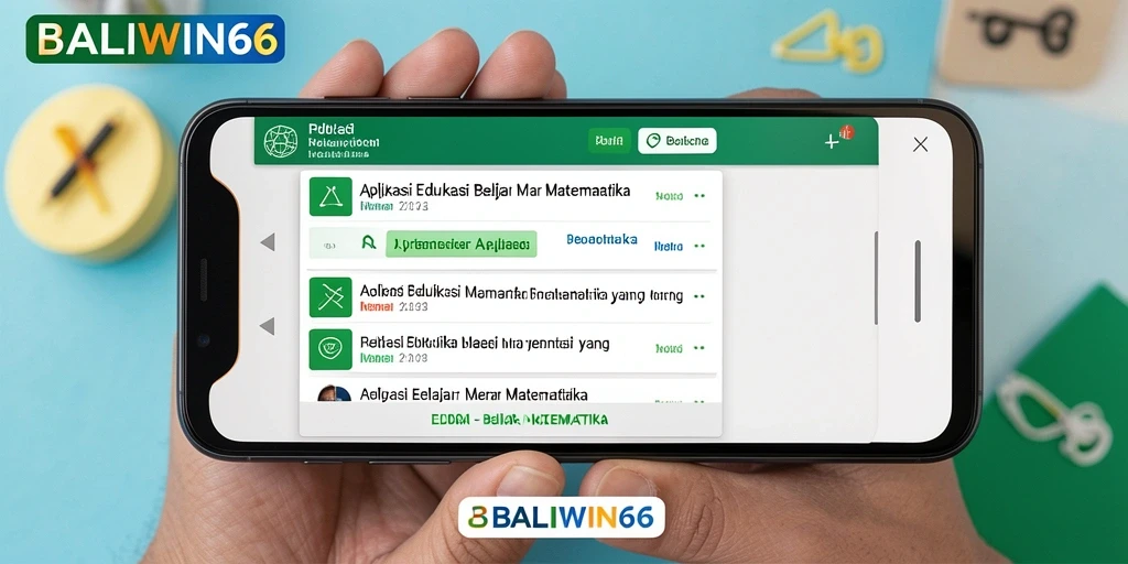 Antarmuka aplikasi BALIWIN66 yang interaktif untuk belajar Matematika.