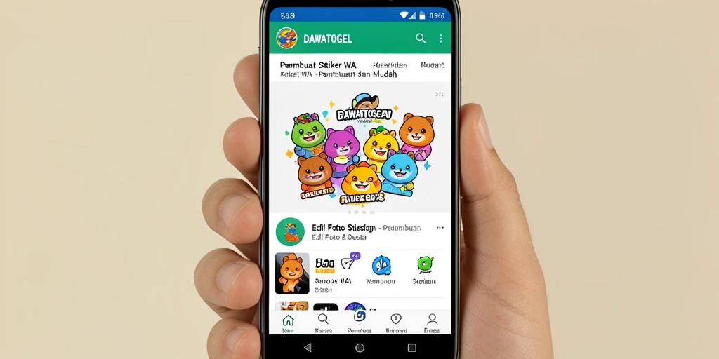 Screenshot DAWATOGEL menampilkan antarmuka Pembuat Stiker WA yang user-friendly.