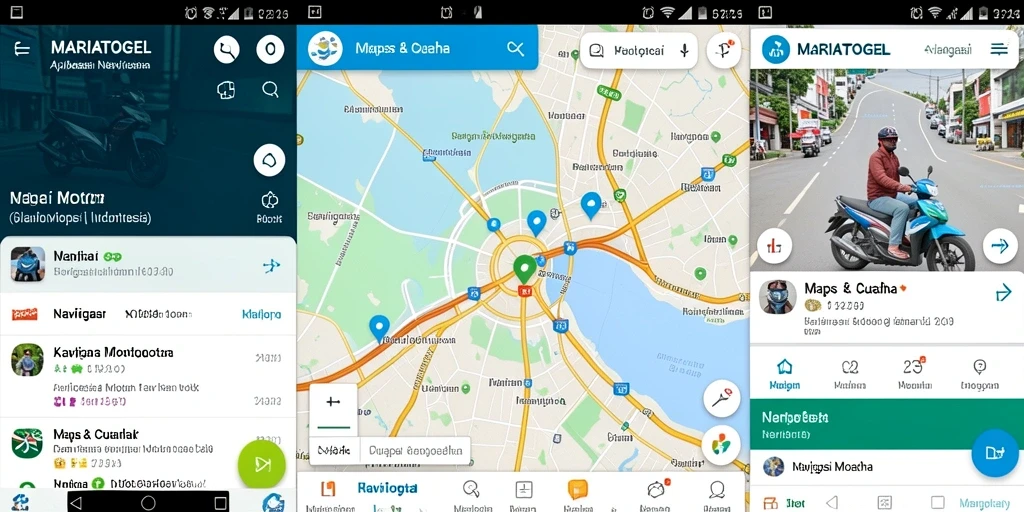 Screenshot MARIATOGEL menampilkan antarmuka aplikasi Navigasi Motor yang intuitif.